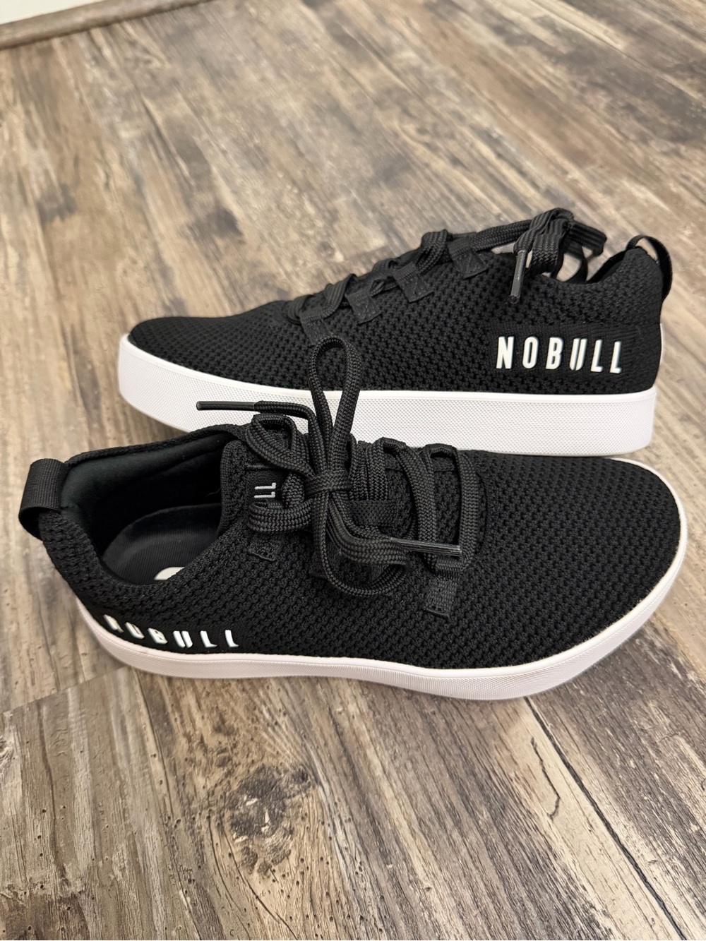 NOBULL Black Knit Low-Top Sneakers with White Sole